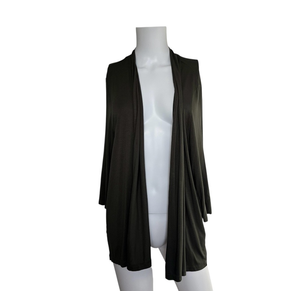 J Jill Wearever Collection Green Open Front Cardigan Stretch Knit Womens Size XL